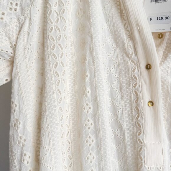 Zara Eyelet Detail Long Sleeve Midi Maxi Dress S - Picture 6 of 9